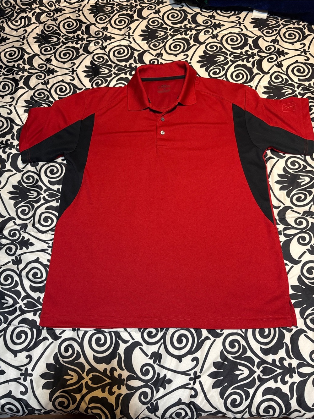 PGA Tour Red Polo with Black Side Panels